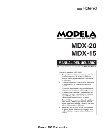 Roland MDX-20 Manual de usuario | Manualzz