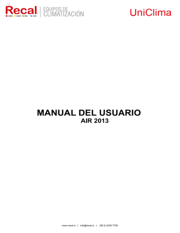 MANUAL USUARIO AIR 2013 REV 001 ESPANOL.pub MANUAL USUARIO AIR 2013 REV 001 ESPANOL.pub