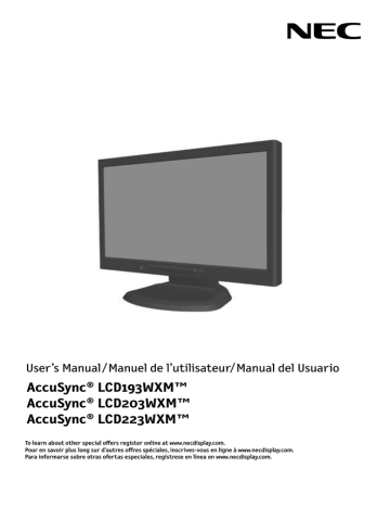 NEC | LCD223WXM | User manual | AccuSync® LCD193WXM™ AccuSync® LCD203WXM | Manualzz