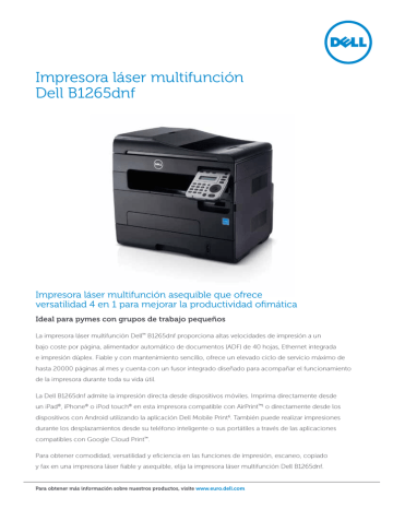 Impresora láser multifunción Dell B1265dnf | Manualzz