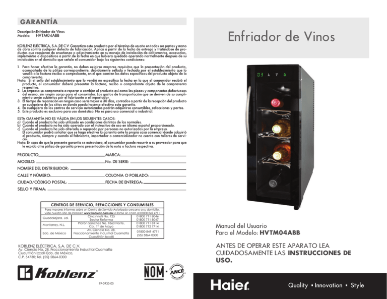 Enfriador de Vinos Enfriador de Vinos