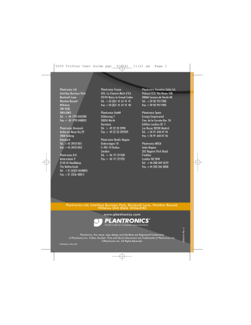 Plantronics Tristar Owner's manual Plantronics Tristar Owner's manual