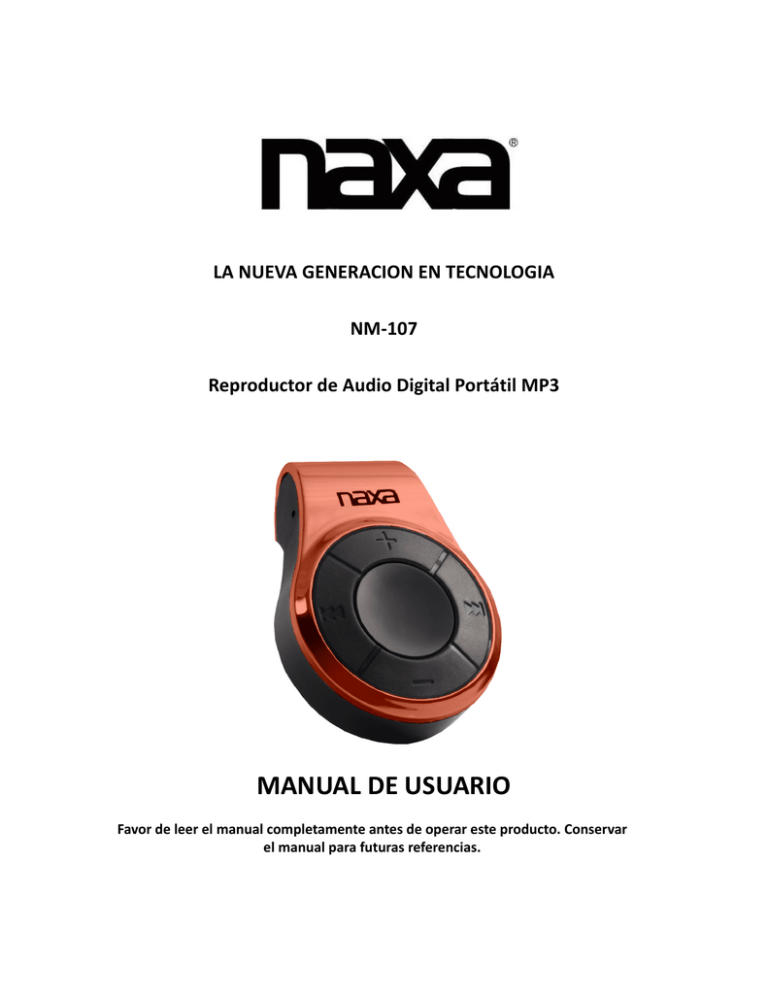 Naxa NM-107 User manual Naxa NM-107 User manual