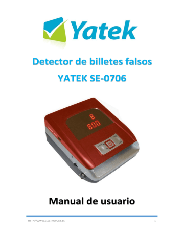 Manual de usuario Detector de billetes falsos YATEK | Manualzz