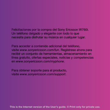 Felicitaciones por la compra del Sony Ericsson W760i. Un teléfono | Manualzz Felicitaciones por la compra del Sony Ericsson W760i. Un teléfono | Manualzz