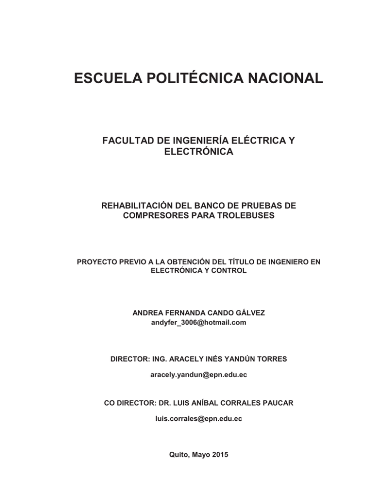 Rehabilitación del banco de pruebas de compresores para trolebuses Rehabilitación del banco de pruebas de compresores para trolebuses