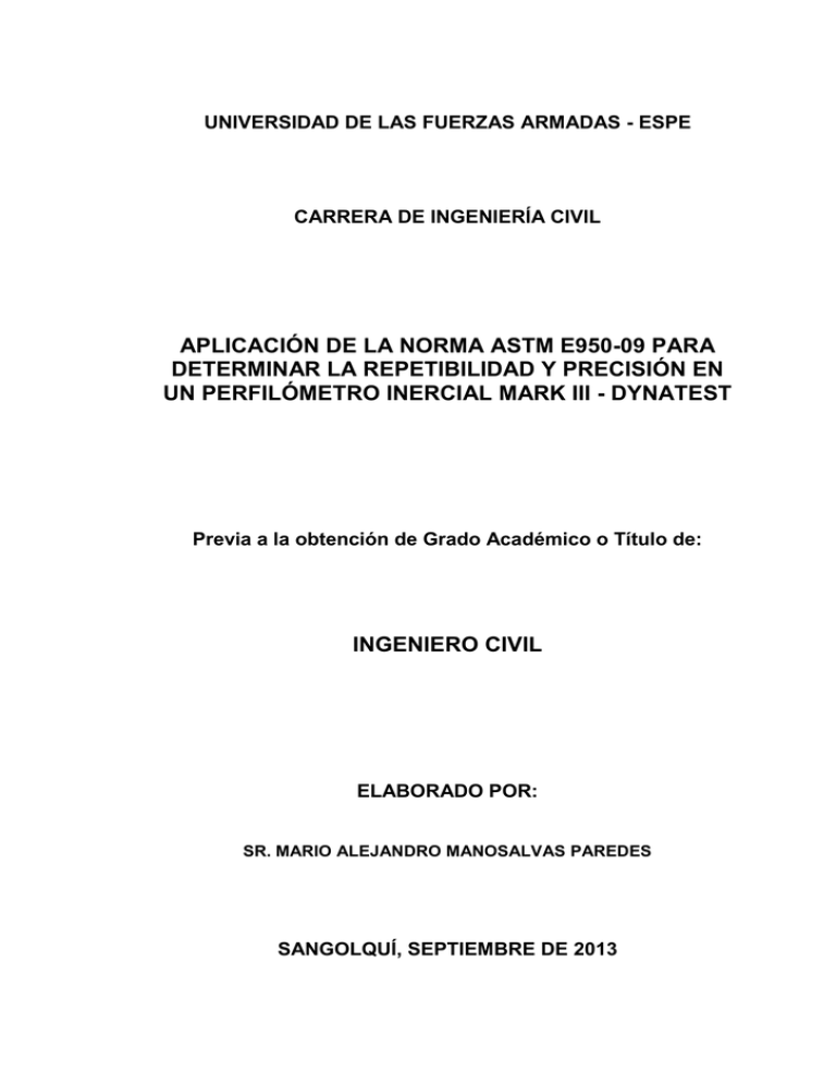 APLICACIÓN DE LA NORMA ASTM E950 APLICACIÓN DE LA NORMA ASTM E950