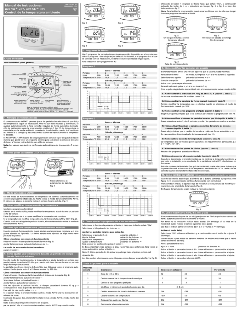 Manual de instrucciones INSTAT+ 2R7, INSTAT+ 3R7 Control de la Manual de instrucciones INSTAT+ 2R7, INSTAT+ 3R7 Control de la