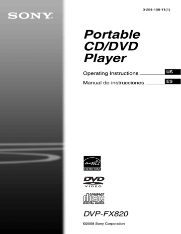 Sony | DVP-FX820 | User manual | Portable CD/DVD Player | Manualzz