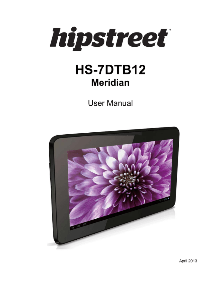 Hip Street HS-7DTB12, Meridian User manual Hip Street HS-7DTB12, Meridian User manual