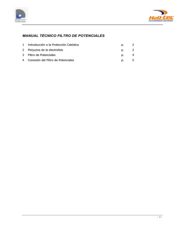 MANUAL TÉCNICO FILTRO DE POTENCIALES MANUAL TÉCNICO FILTRO DE POTENCIALES