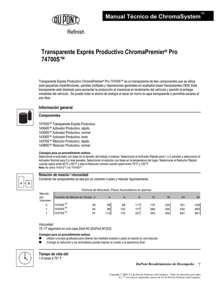 Transparente Exprés Productivo ChromaPremier® Pro 74700S™ Transparente Exprés Productivo ChromaPremier® Pro 74700S™