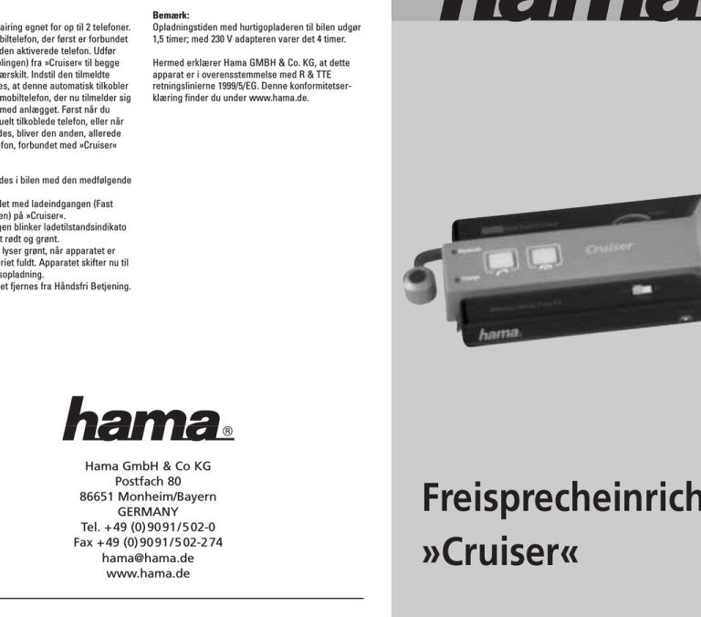 Hama 00033490 Owner's manual Hama 00033490 Owner's manual