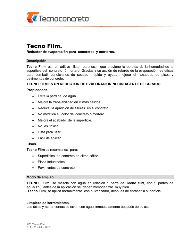 Tecno Film. - Tecnoconcreto Tecno Film. - Tecnoconcreto