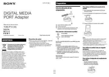 Sony TDM-iP10 Operating instructions Sony TDM-iP10 Operating instructions