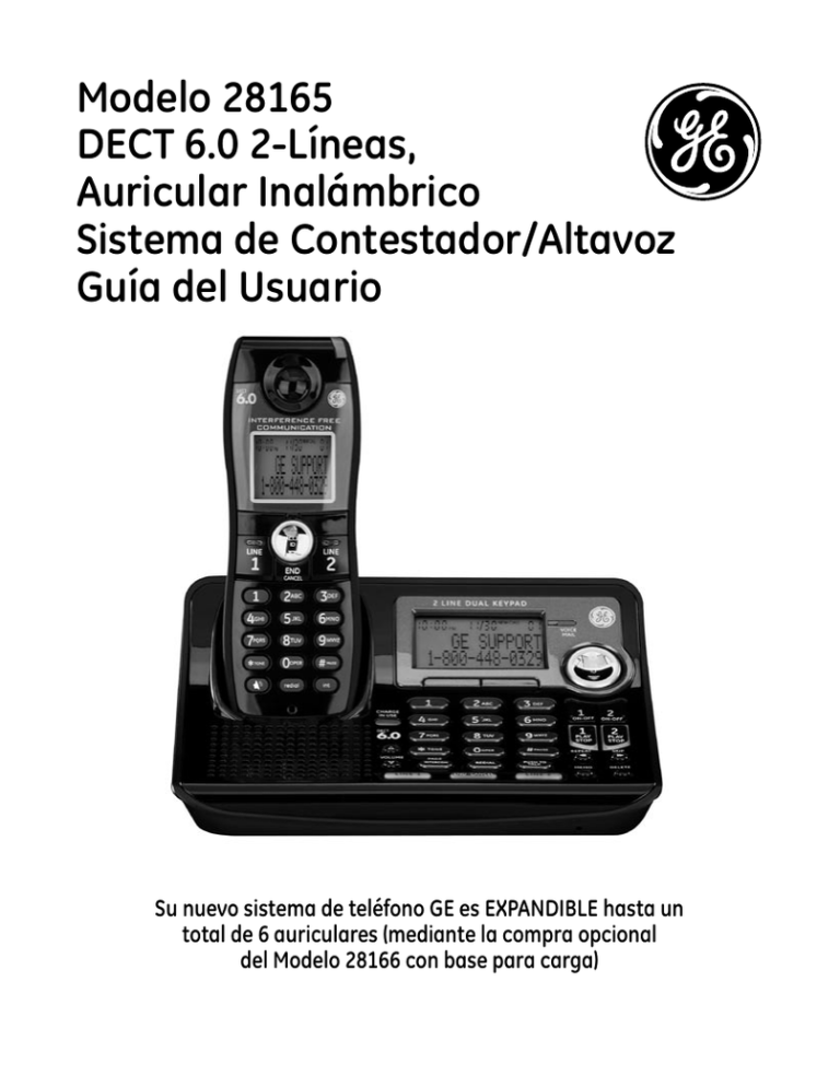 Modelo 28165 DECT 6.0 2-Líneas, Auricular Inalámbrico Sistema Modelo 28165 DECT 6.0 2-Líneas, Auricular Inalámbrico Sistema