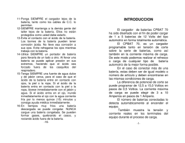 Manual del cargador de Baterías Manual del cargador de Baterías