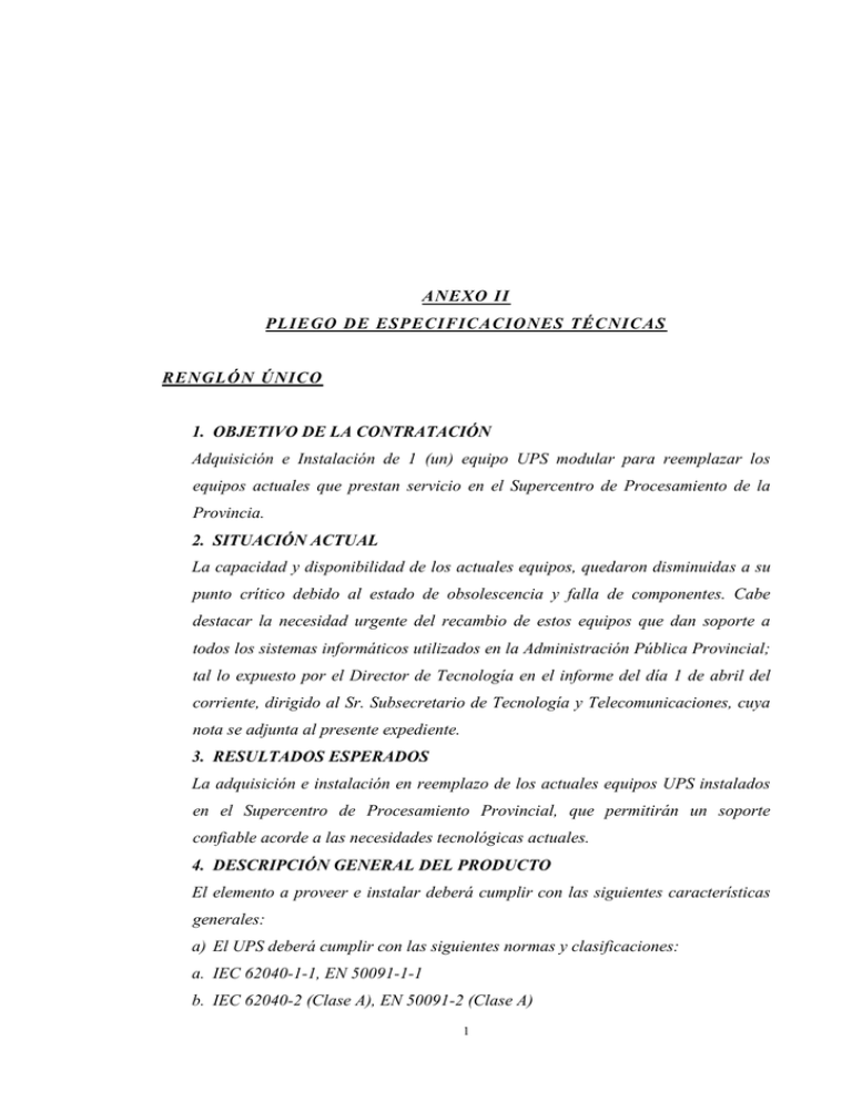 Pliego de especificaciones - Gobierno de la Provincia de Córdoba Pliego de especificaciones - Gobierno de la Provincia de Córdoba