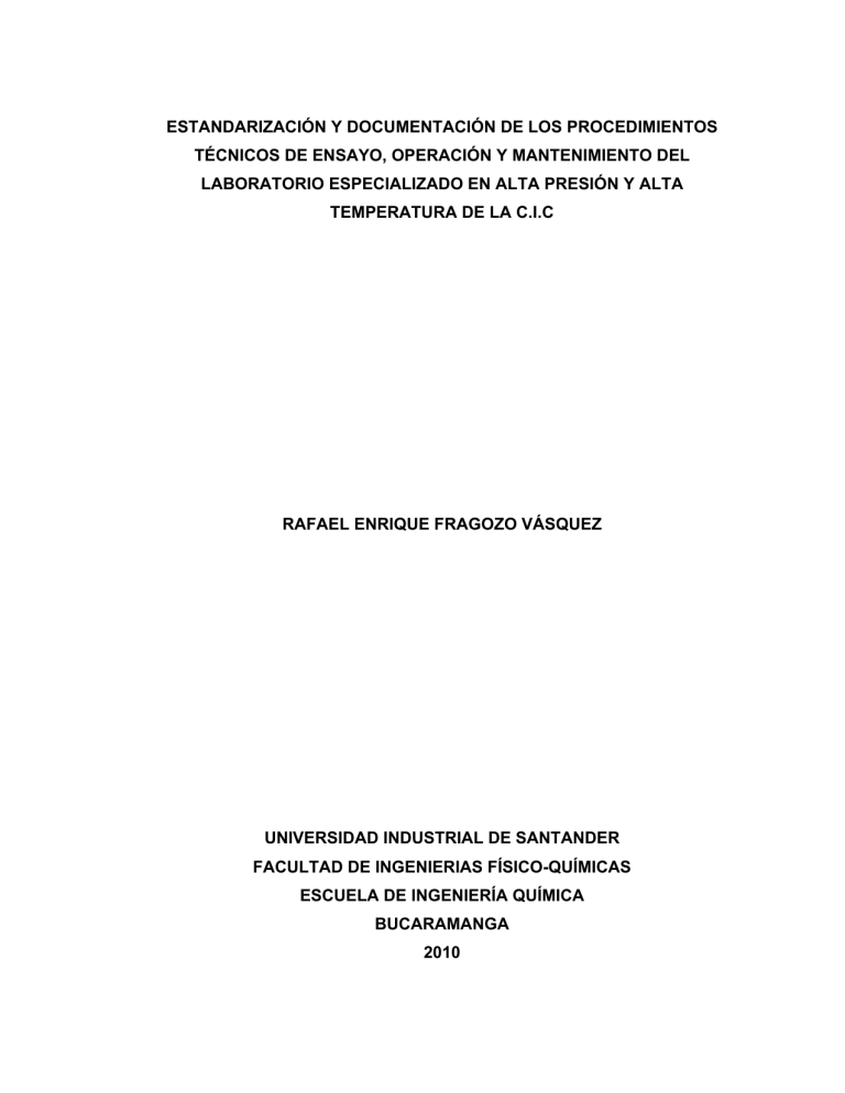 estandarización y documentación de los procedimientos técnicos de estandarización y documentación de los procedimientos técnicos de