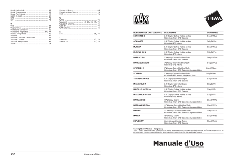 Manuale Unico Italiano Seiwa Chart-Plotters Manuale Unico Italiano Seiwa Chart-Plotters