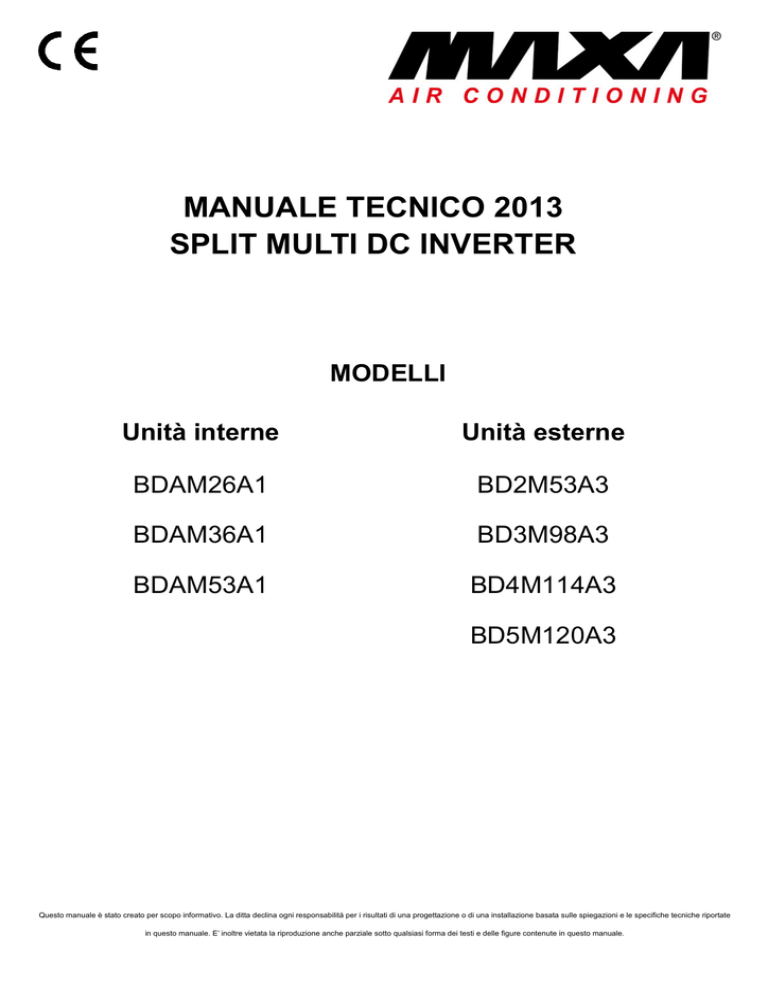 MANUALE TECNICO 2013 SPLIT MULTI DC INVERTER MANUALE TECNICO 2013 SPLIT MULTI DC INVERTER