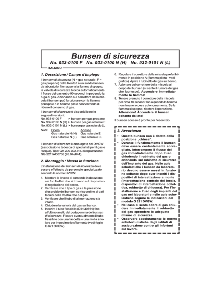 Bunsen di sicurezza Bunsen di sicurezza