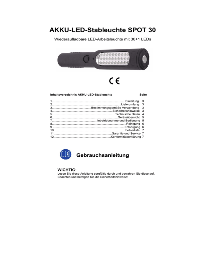AKKU-LED-Stableuchte SPOT 30 AKKU-LED-Stableuchte SPOT 30