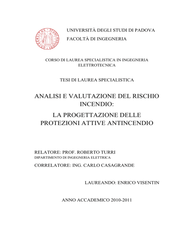 analisi e valutazione del rischio incendio analisi e valutazione del rischio incendio