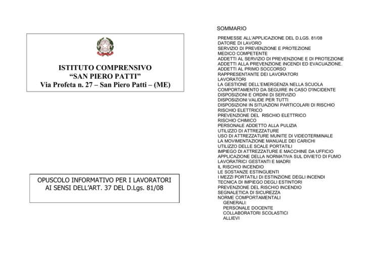 opuscolo informativo per i lavoratori opuscolo informativo per i lavoratori