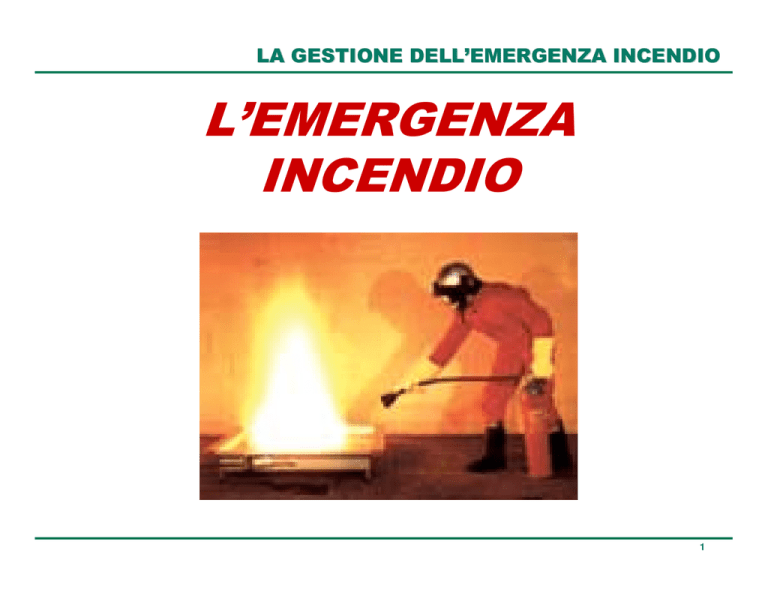 L`EMERGENZA INCENDIO L`EMERGENZA INCENDIO