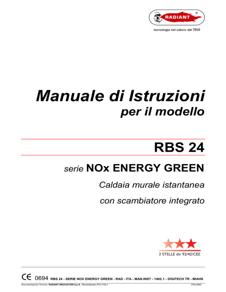 Manuale installatore RBS 24 ENERGY GREEN Manuale installatore RBS 24 ENERGY GREEN