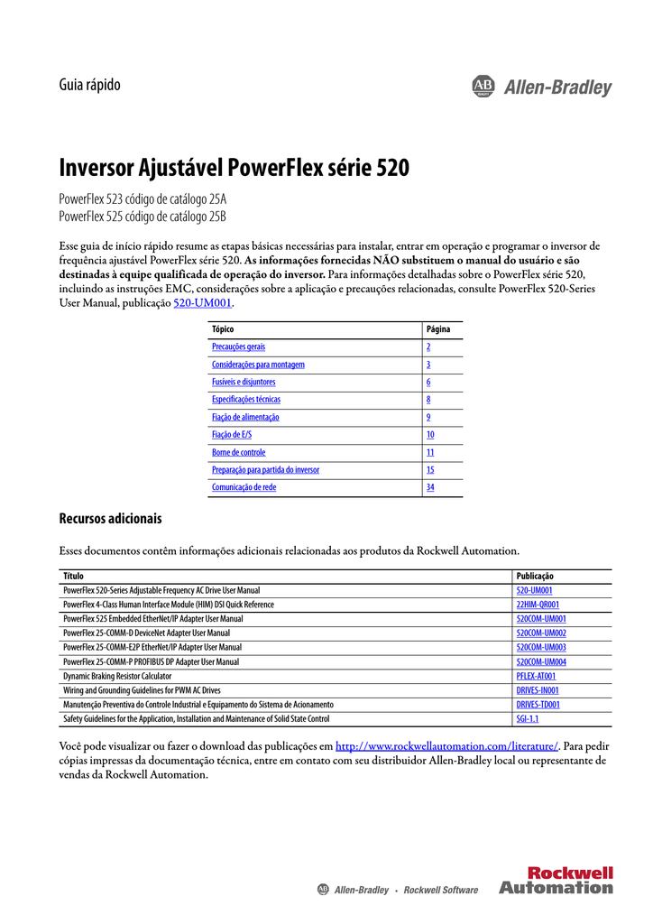 Inversor Ajustável PowerFlex série 520 Manualzz