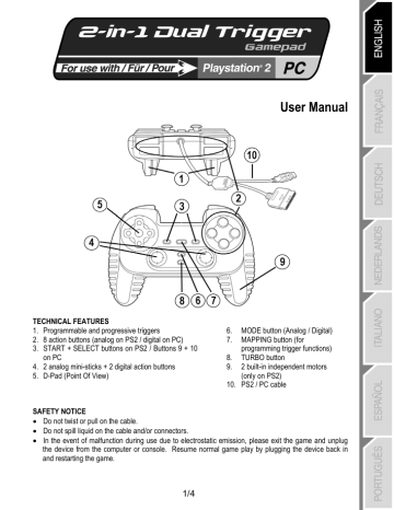 Thrustmaster DUAL TRIGGER 2-IN-1 Owner's manual Thrustmaster DUAL TRIGGER 2-IN-1 Owner's manual