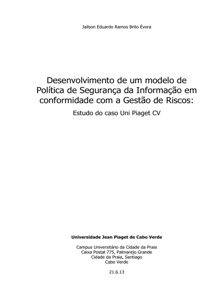 Jailson Évora ESI - Biblioteca digital da UniPiaget Jailson Évora ESI - Biblioteca digital da UniPiaget