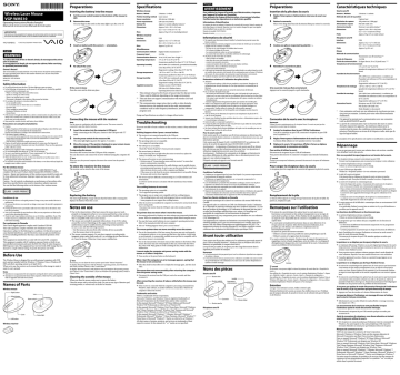 Before Use Names of Parts Preparations Notes on use Before Use Names of Parts Preparations Notes on use