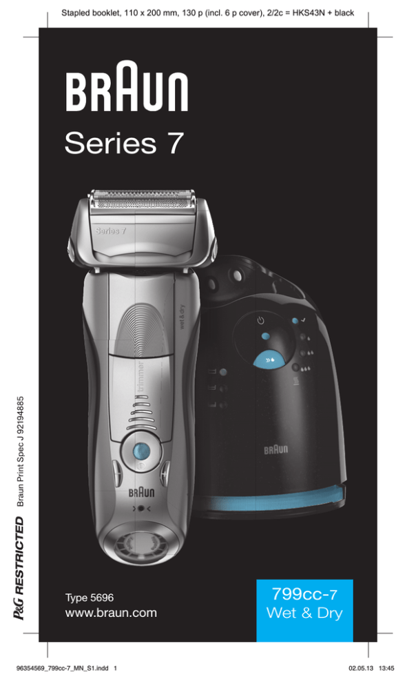 Braun 799cc-7 Wet & Dry, Series 7 User manual Braun 799cc-7 Wet & Dry, Series 7 User manual