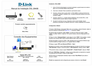 Instalando o DSL-2640B 1- Insira a Fonte de alimentação - D-Link | Manualzz