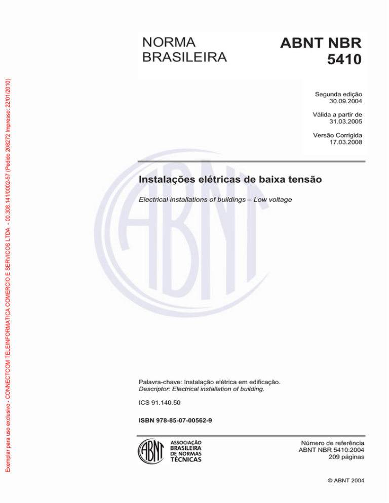 ABNT NBR 5410:2004 ABNT NBR 5410:2004