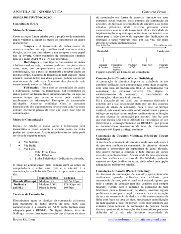 APOSTILA DE INFORMÁTICA Concurso Perito Bruno APOSTILA DE INFORMÁTICA Concurso Perito Bruno