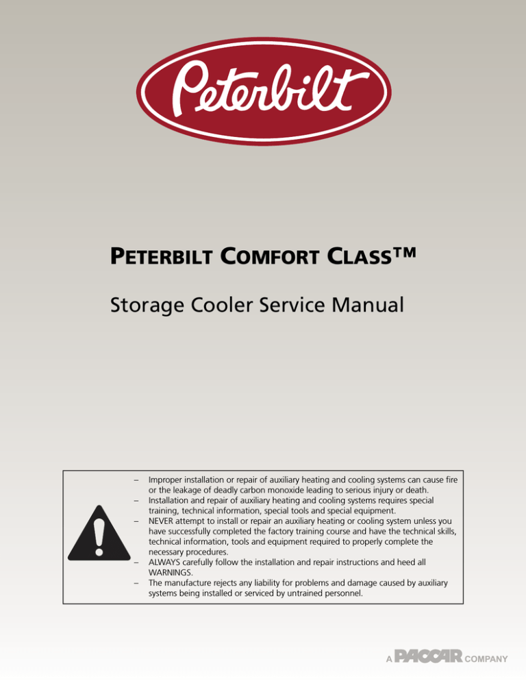Storage Cooler Service Manual - Webasto Technical Support Website Storage Cooler Service Manual - Webasto Technical Support Website