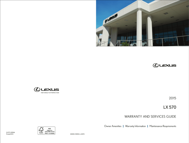 2015 LX 570 Warranty and Services Guide 2015 LX 570 Warranty and Services Guide