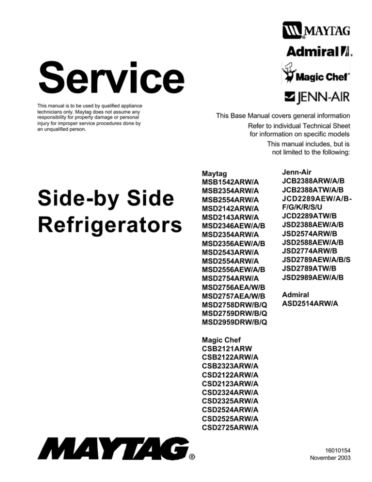 Side-by Side Refrigerators Side-by Side Refrigerators