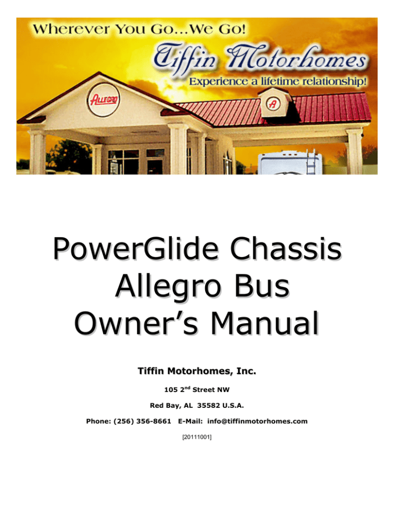 Allegro Bus Owner`s Manual Allegro Bus Owner`s Manual