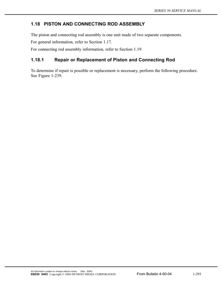 1.18 PISTON AND CONNECTING ROD ASSEMBLY 1.18 1.18 PISTON AND CONNECTING ROD ASSEMBLY 1.18