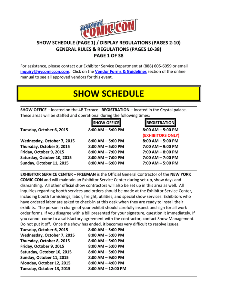 Dear Exhibitor: - New York Comic Con Dear Exhibitor: - New York Comic Con