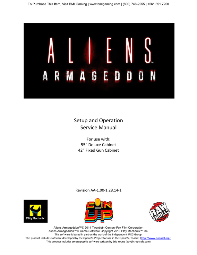 Aliens Armageddon Service Manual Aliens Armageddon Service Manual