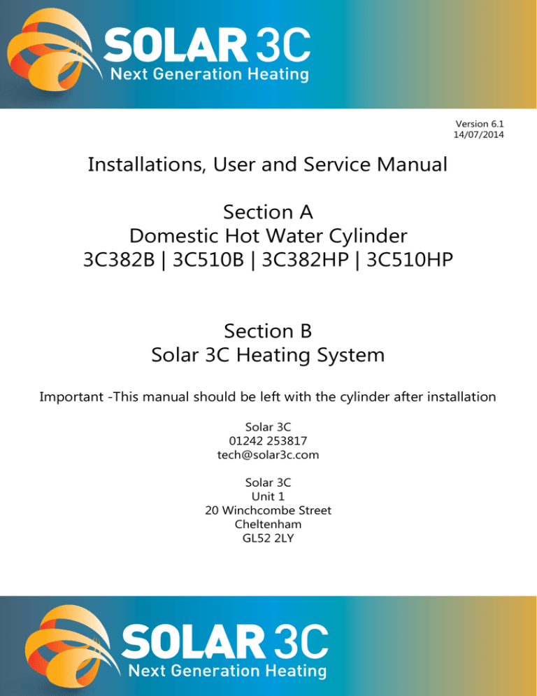Installations, User and Service Manual Section A Installations, User and Service Manual Section A