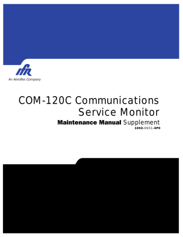 Aeroflex COM-120C Maintenance Manual Supplement | Manualzz