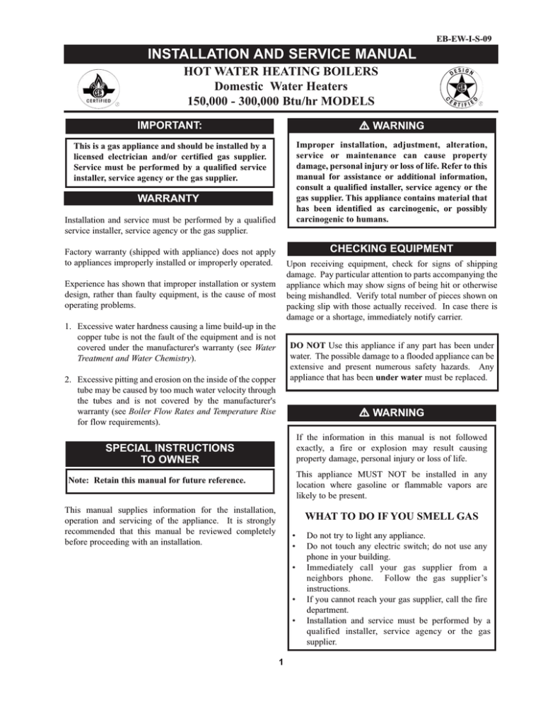 INSTALLATION AND SERVICE MANUAL INSTALLATION AND SERVICE MANUAL