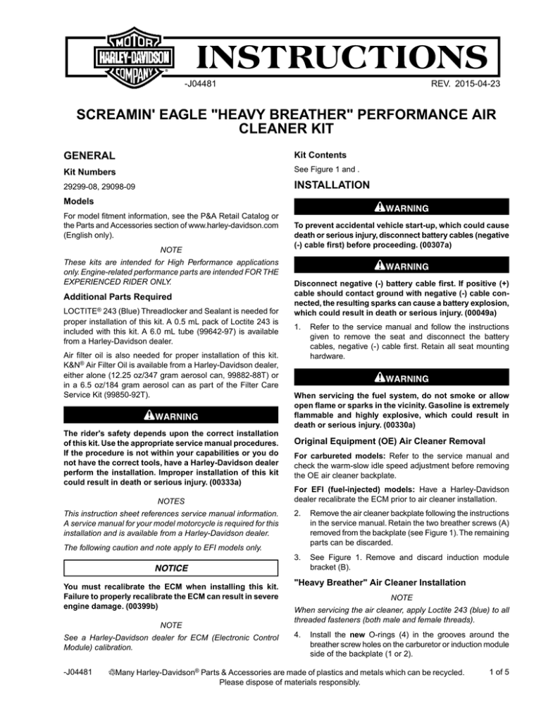 screamin` eagle "heavy breather" performance air - Harley screamin` eagle "heavy breather" performance air - Harley